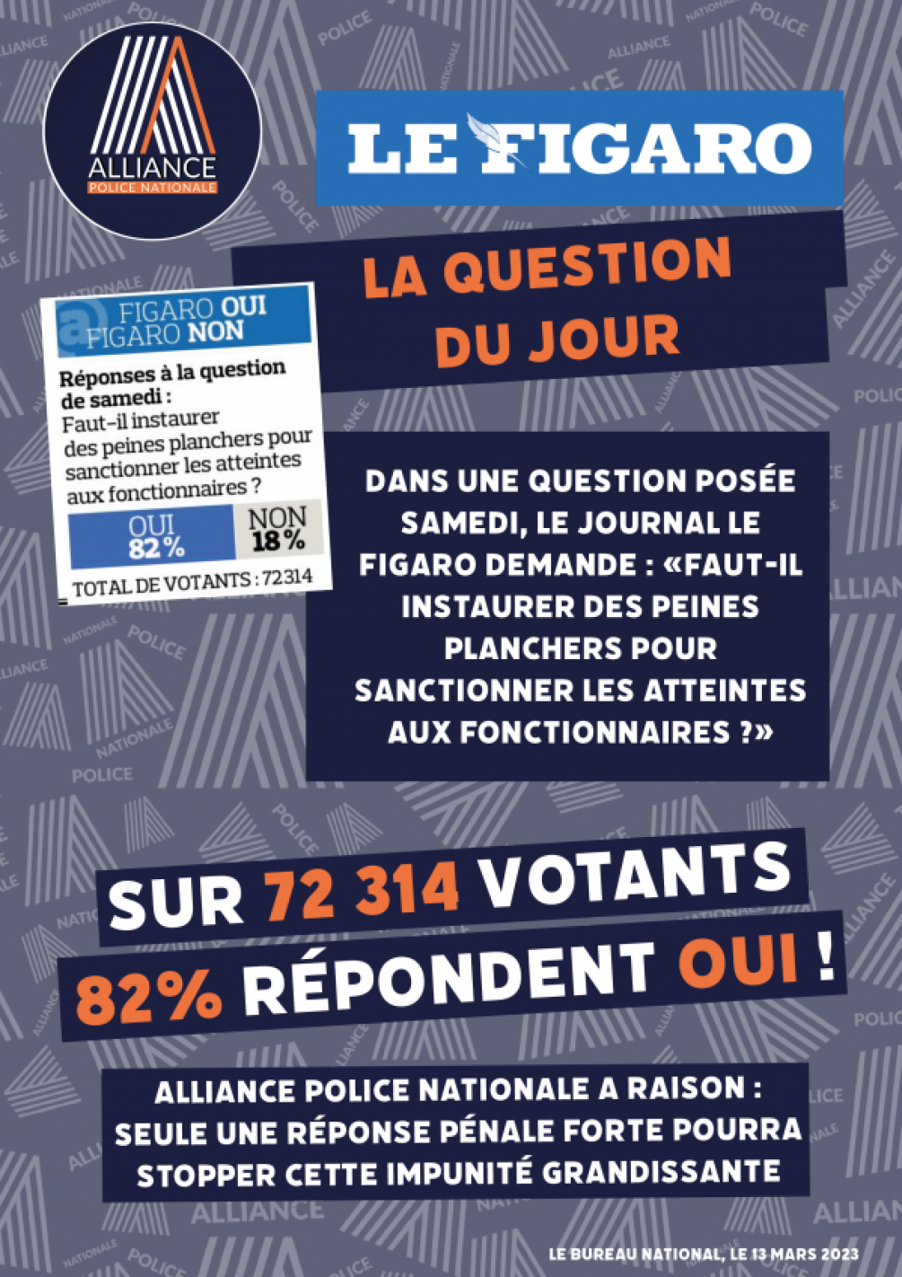 Peines planchers : les français répondent OUI à 82%