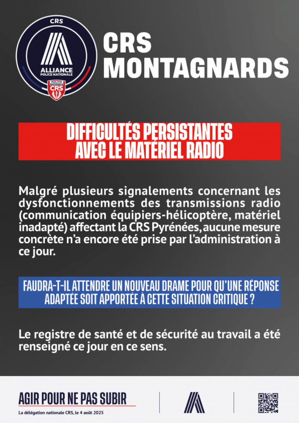 CRS MONTAGNE DIFFICULTE RADIO
